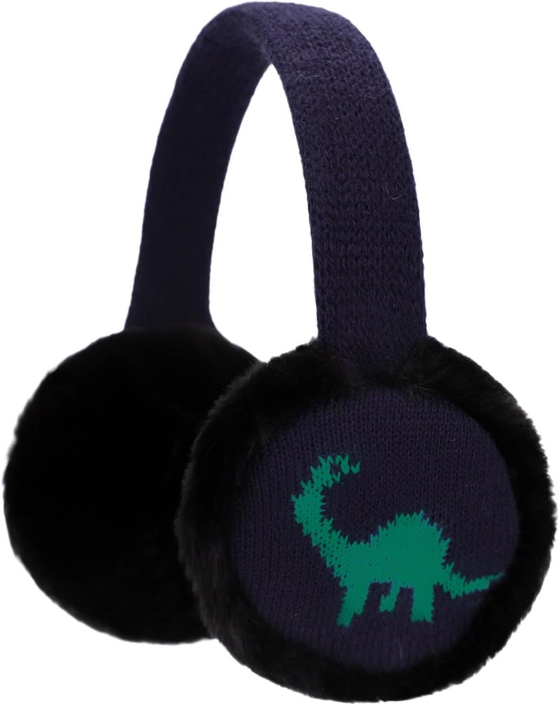 BUTITNOW Toddler Kids Knit Dinosaur Earmuffs Soft Plush Comfortable Winter Outdoor Ear Warmers for Boys Girls - Image 1